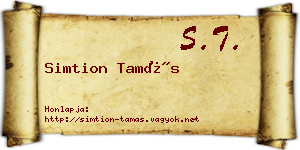 Simtion Tamás névjegykártya